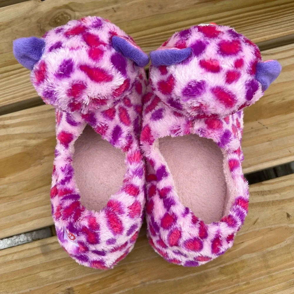 - Ty Pink Spotted Animal Slippers SZ XL! EUC!